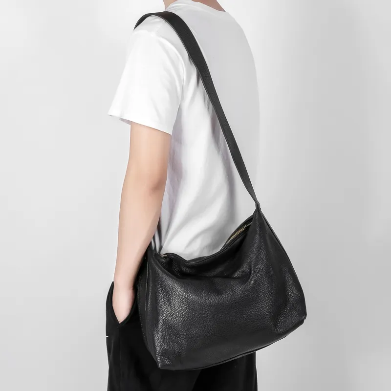 Ace Paul Genuine Leather Top Grain Cow Leather Tote Bag Shopping Bag Shoulder Bag Crossbody Bag Regular Unisex Black-7