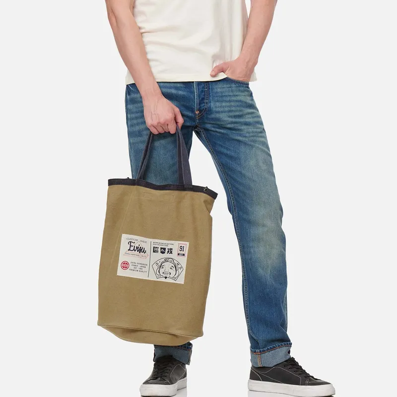 EVISU Canvas Portable Crossbody Canvas Bag Shoulder Bag Regular Men's Khaki-5