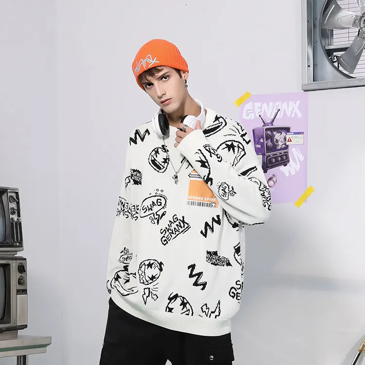 GENANX Sweaters Unisex White-4