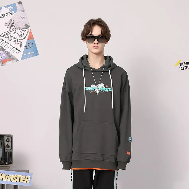 Bt Hooded Loose Fit Regular Sweatshirt Unisex Dark Gray-2