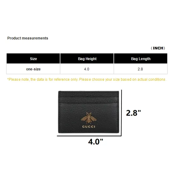 GUCCI Animalier Series Leather Card Holder Unisex Black-6