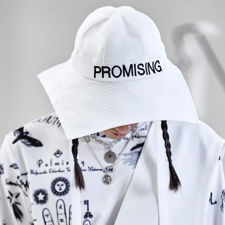 VALLEYOUTH Street Versatile Bucket Hats Unisex White-1