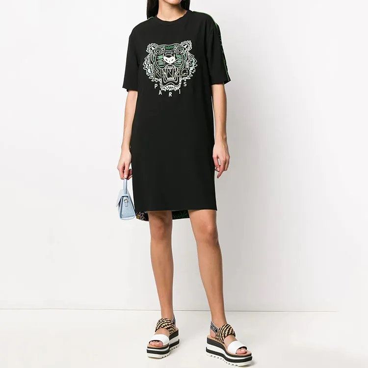 KENZO Classic Tiger Head Short Sleeved Dress Women's Black-1