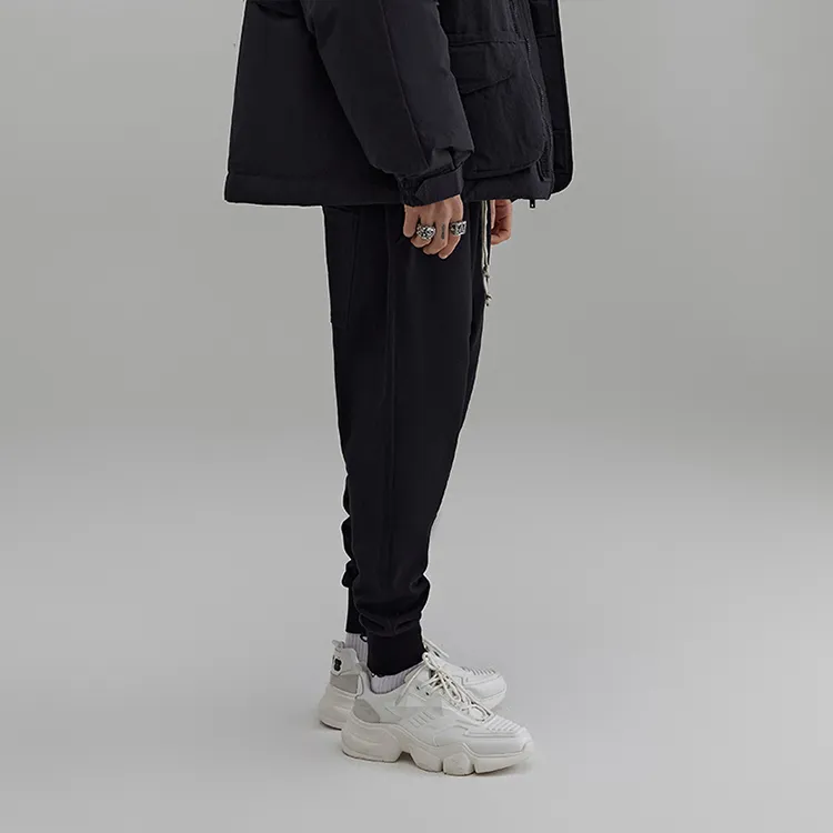 RICKYOUNG Cargo Pants Thickened Sports Pants Unisex Black-4