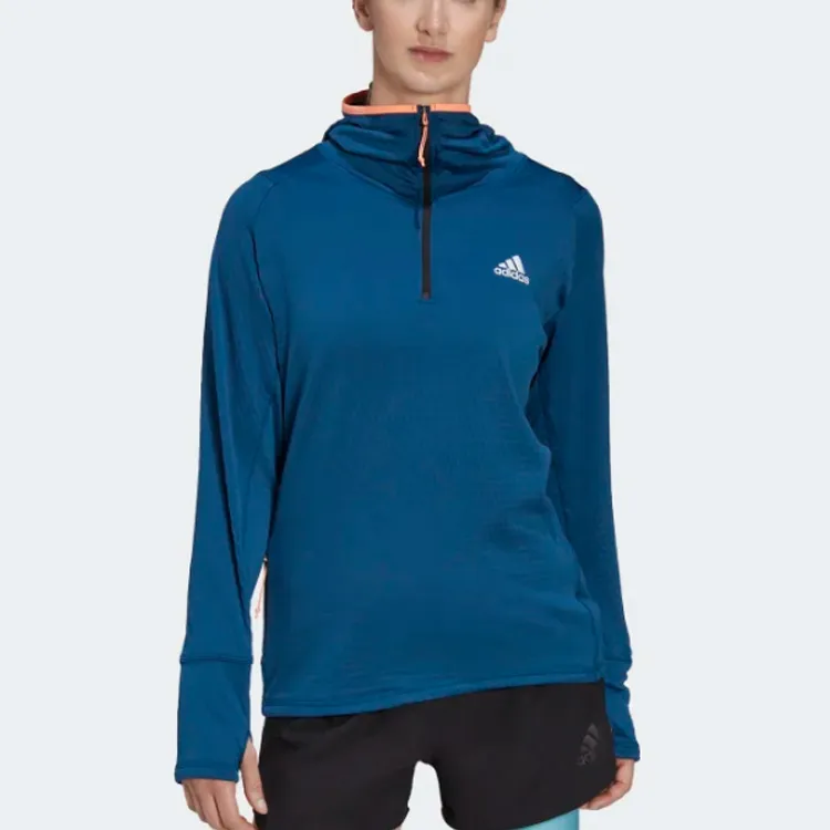 Adidas Free Shipping With AdiClub X-City Fleece Running Long Sleeve Hoodie-1