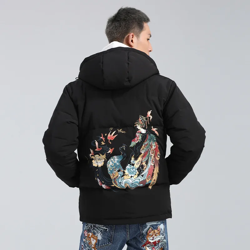 ONIARAI FW21 Animal Pattern Hooded Down Jacket Men's Black-2