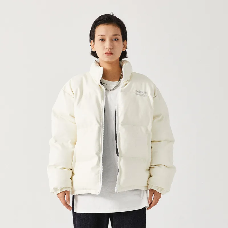 CHIGGALAB Letter Stand Collar Loose Fit Thickened Puffer Jacket Unisex-2