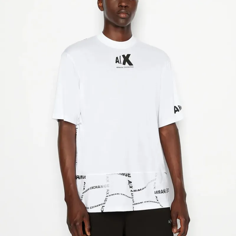 ARMANI EXCHANGEAE Letter Print Crew Neck Short Sleeved T Shirt T Shirt Men's White-1