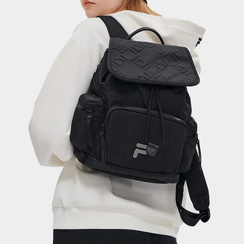 FILA FUSION Pu Synthetic Leather Backpack Regular Women's Pitch Black-6