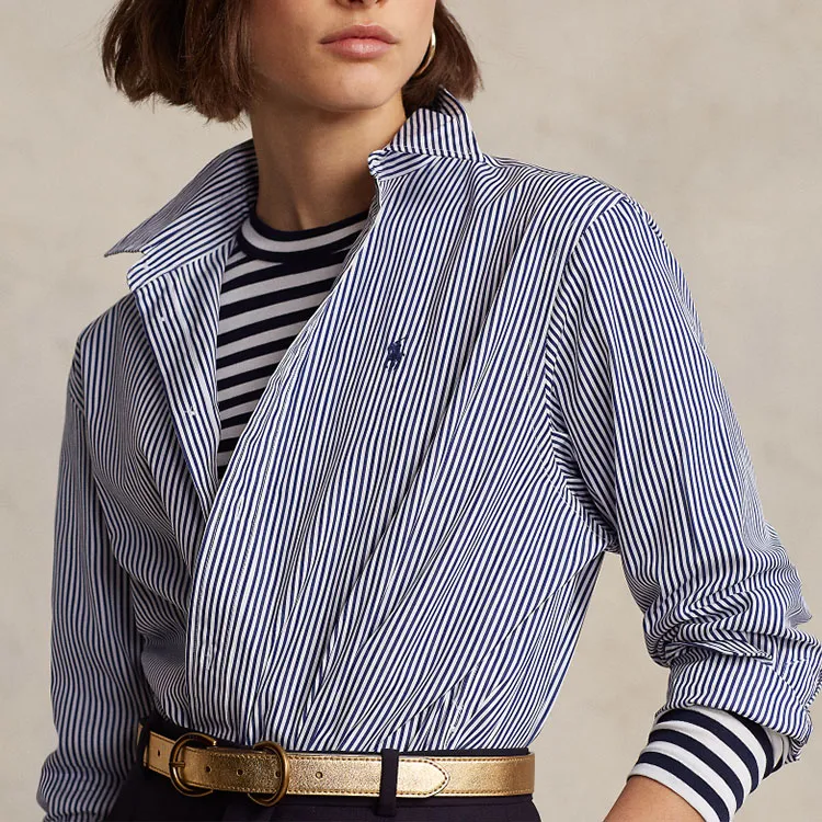 Polo Ralph Lauren Shirt Women's Blue White Stripes-4