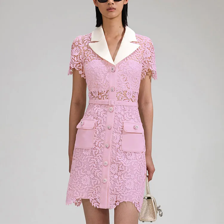 Self portrait Short Sleeved Dresses Women's Pink-3