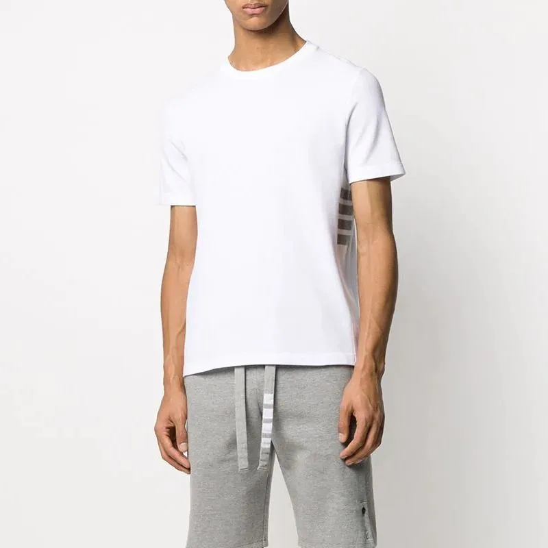 THOM BROWNE Classic Pique Rib Cuff Rwb Tee-1