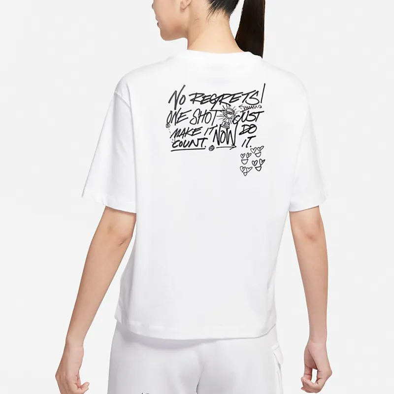 Nike Drop Shoulder Sleeve T Shirt Women's White-4