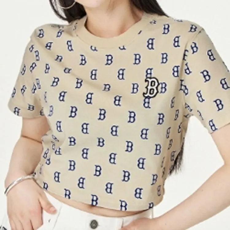 MLB Los Angeles Dodgers Crop Tops Women's Light Beige-2