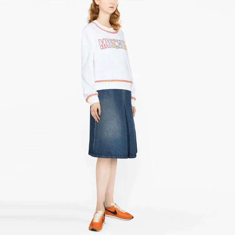 MOSCHINO Macramé Trim Crewneck Sweatshirt-3