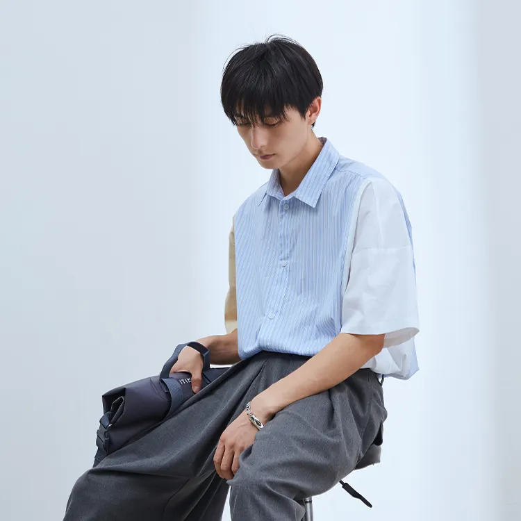 YOSHIYOYI Shirts Unisex Light Blue-4
