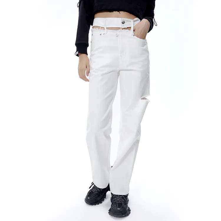 Nt Straight Jeans Women's White-2