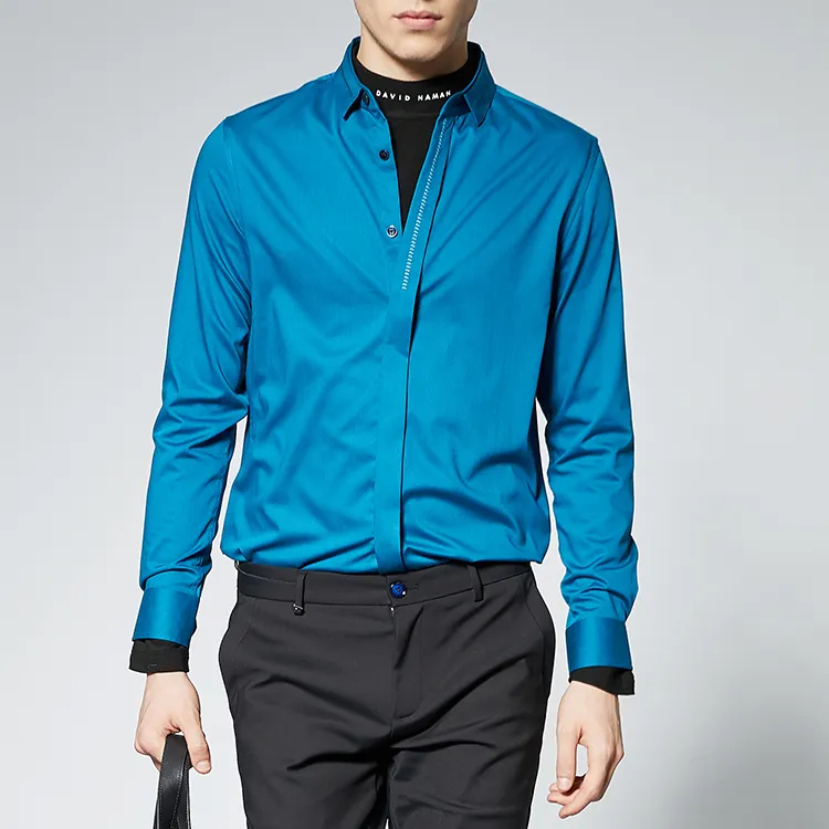 DAVID NAMAN Shirts Men Lake Blue-2