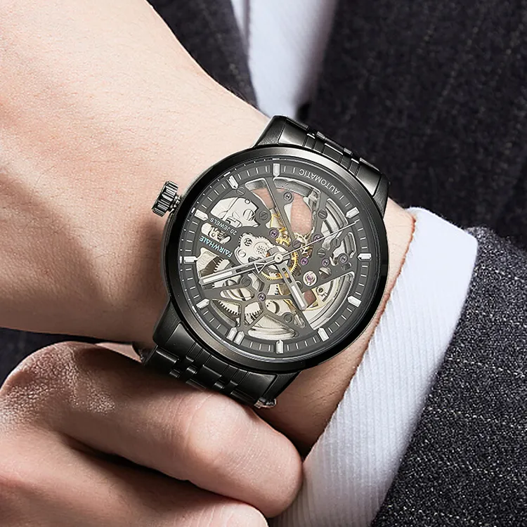 FAIRWHALE Pioneer Collection Men's Watch Automatic Mechanical Movement Men's Watches Black Dial-3