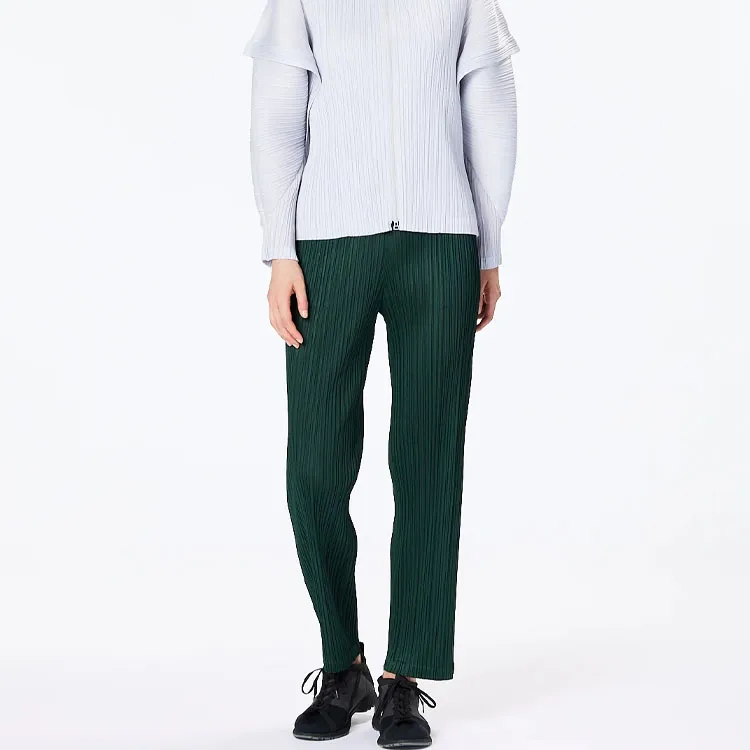Homme Plissé Issey Miyake SS23 Casual Pants Women's Dark Green-1