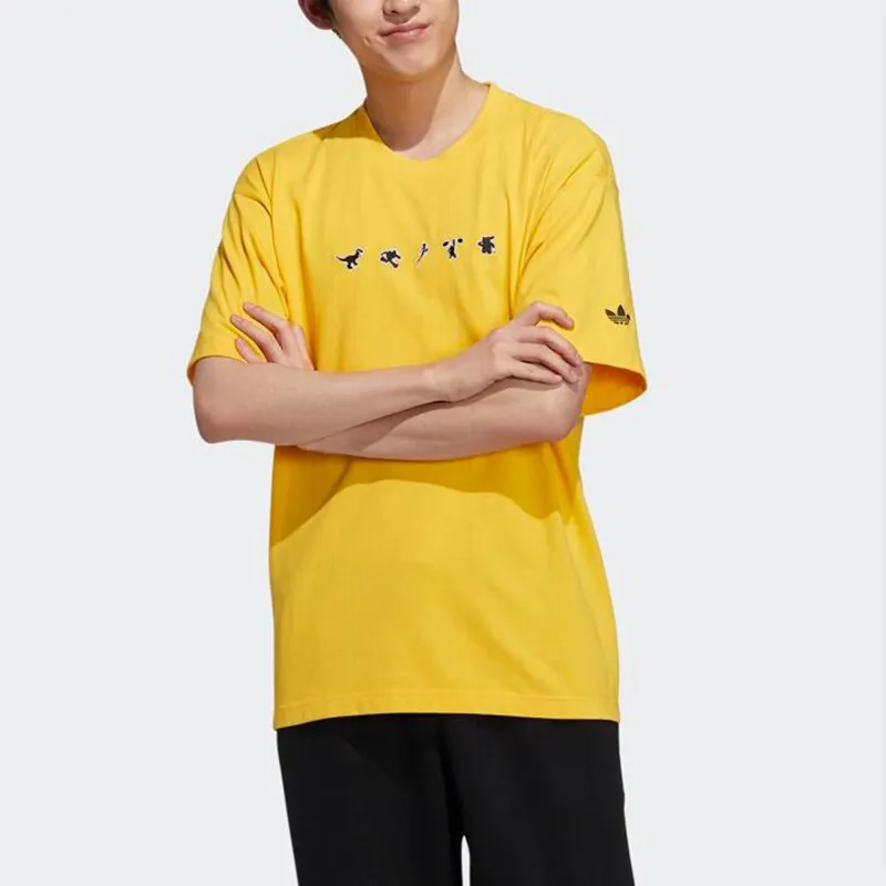Adidas Originals Drop Shoulder Sleeve T Shirt Men's Yellow-1