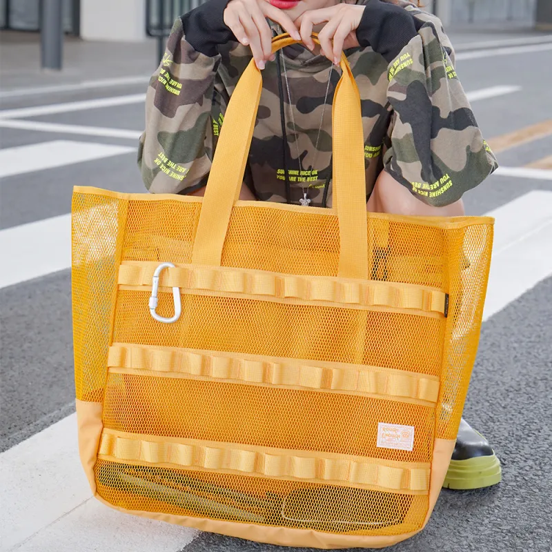 Rough Enough Nylon Fabric Tote Bag, Shopping Bag, Handbag, Shoulder Bag Women's Yellow/Black-8