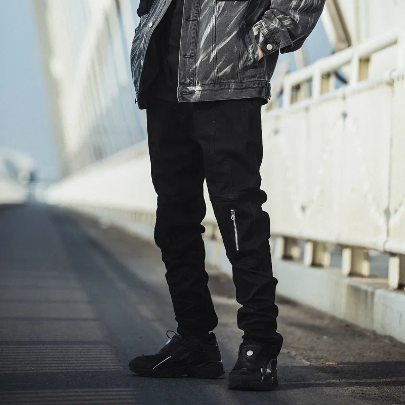 ENSHADOWER Slim Fit Pants Jeans Unisex Black-2
