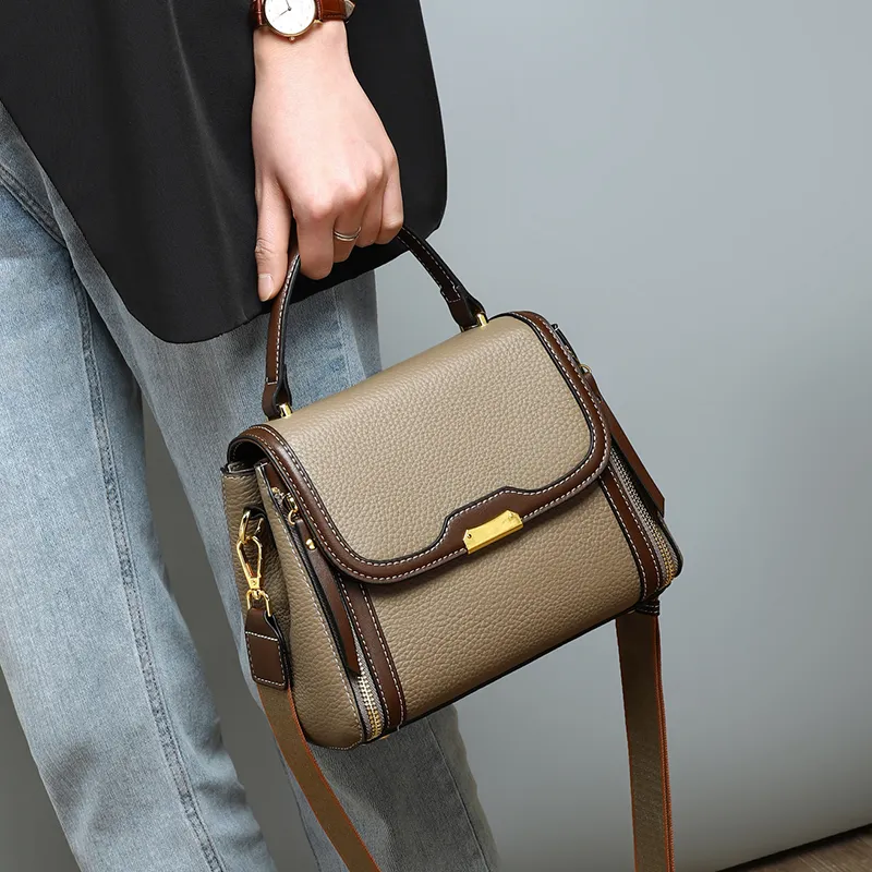 VINEY Cow Leather Handbag, Shoulder Bag, Crossbody Bag, Mom Bag Regular Women's Multicolor-7