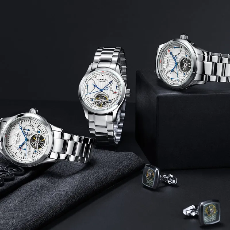 Sea Gull Masterpiece Collection Automatic Mechanical Movement Steel Strap Watch Men's Watches Silver Dial-1