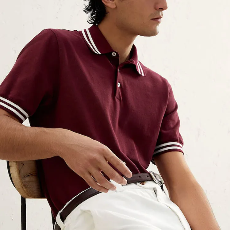 Brunello Cucinelli Polo Shirts Men Bordeaux Color-3