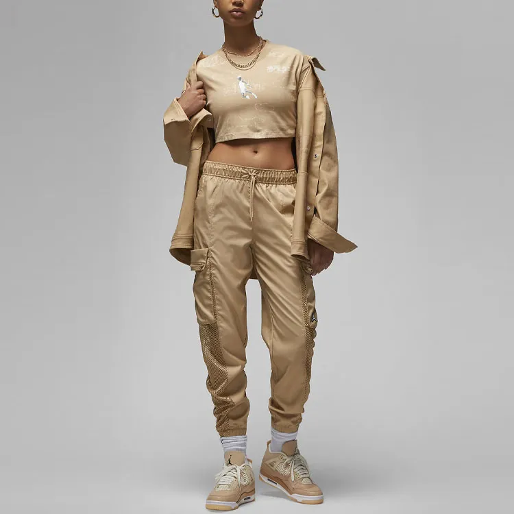Jordan Artist Series By Parker Duncan Crop Tops Women's Khaki-3