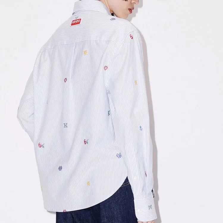 KENZO Fruit Stickers print Striped Shirt-3