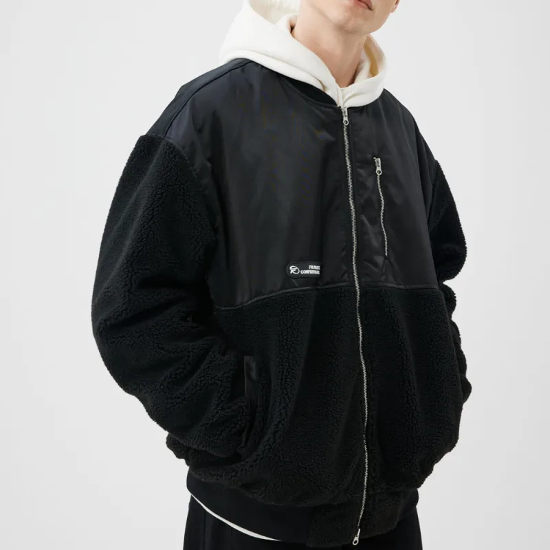 FPA Letter Solid Color Baseball Collar Loose Fit Moderate Puffer Jacket Unisex-9