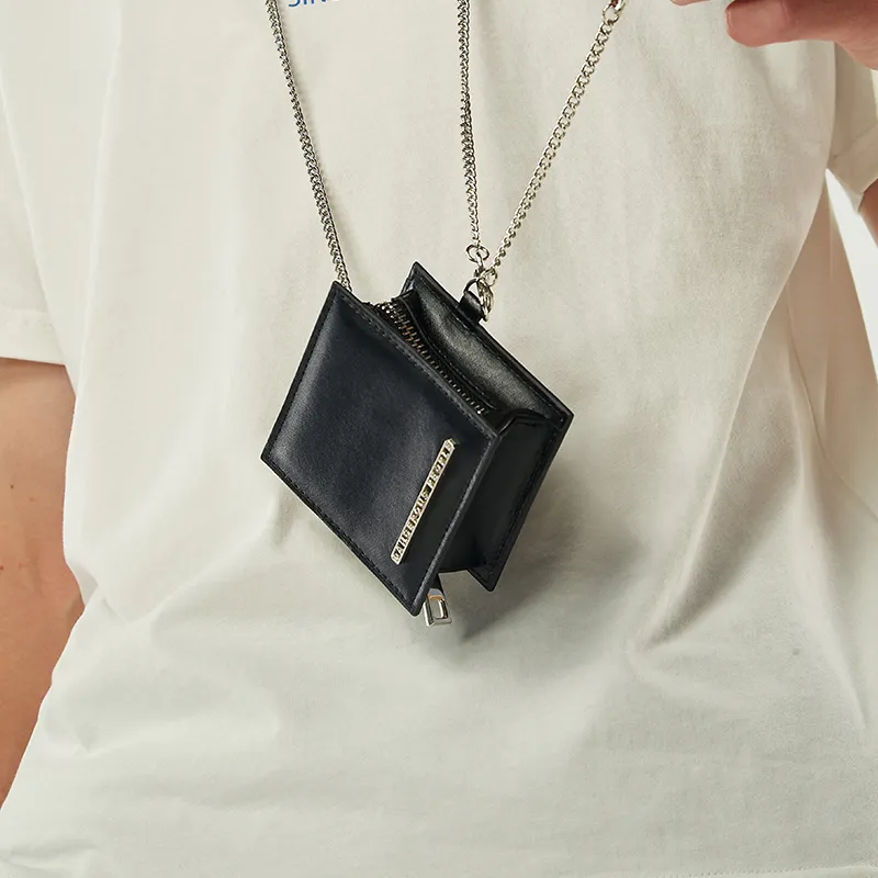 DANGEROUSPEOPLE Leather Small Square Bag Crossbody Bags Mini Unisex Silver/Black-3