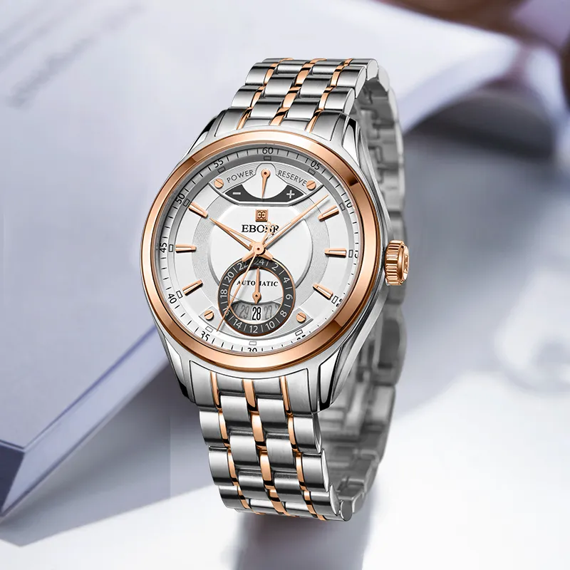 EBOHR Master Collection Automatic Mechanical Movement Stainless Steel Strap Watch Men's Watches Silver Dial-1
