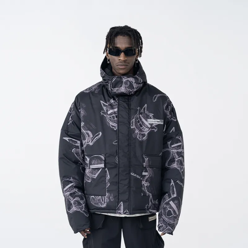 HARSH AND CRUEL Puffer Jackets Unisex Black-2