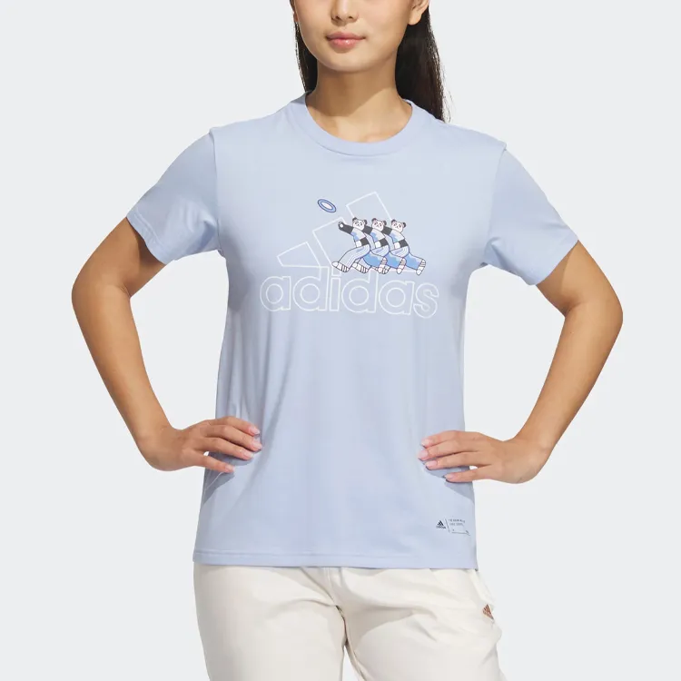 Adidas T Shirt Women's Light Pink Blue-1