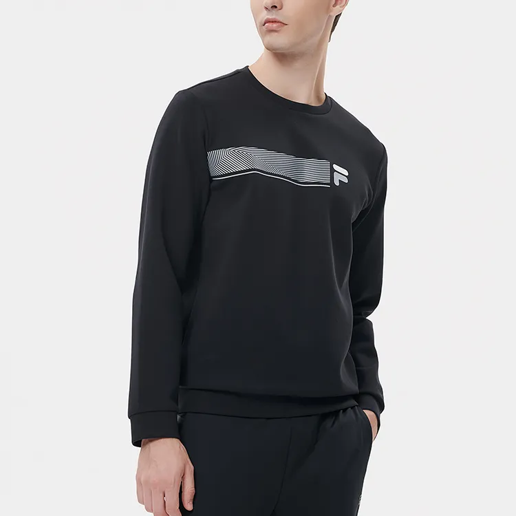 FILA Athletics Crew Neck Sweatshirt Spring Autumn And Winter Men's Pitch Black-3