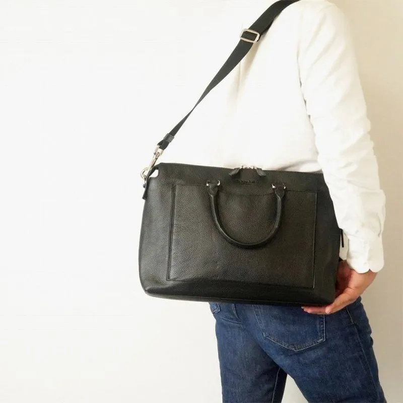 COACH Beckett Leather Laptop Bag Briefcase One Shoulder Handbag Large Size Men's Black-4