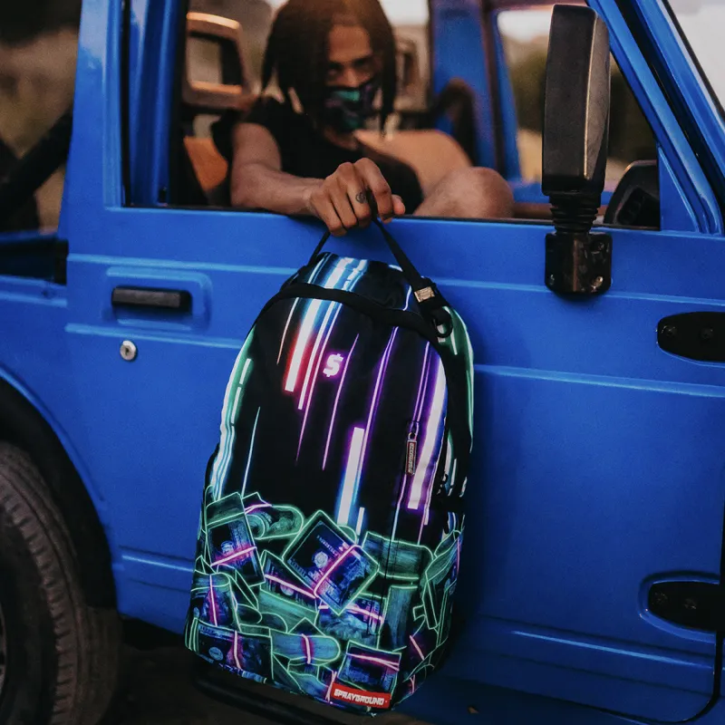 SPRAYGROUND Fabric Laptop Bag Backpack Medium Size Unisex Neon Dollar Color Block-5
