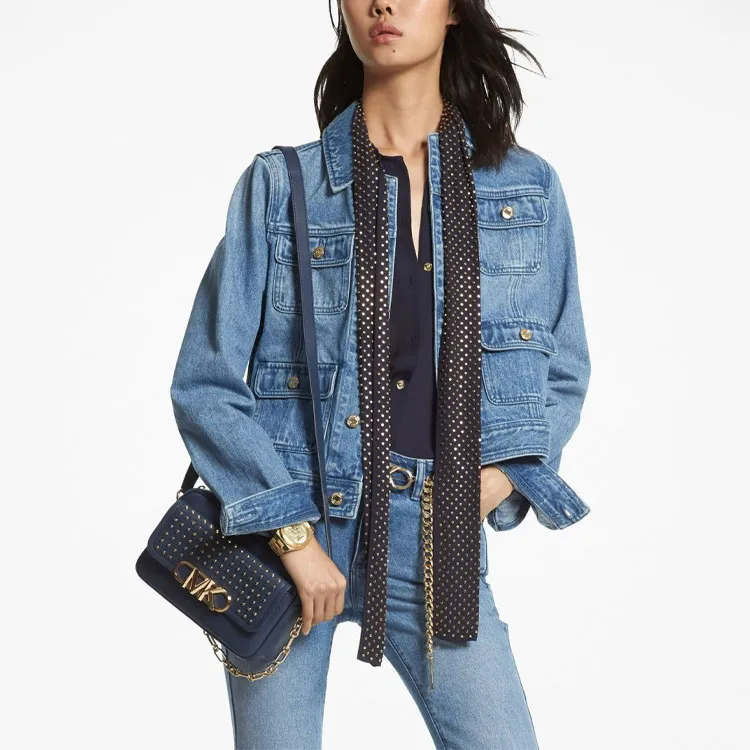 MICHAEL KORS Cropped Coats Women's Denim Blue-1