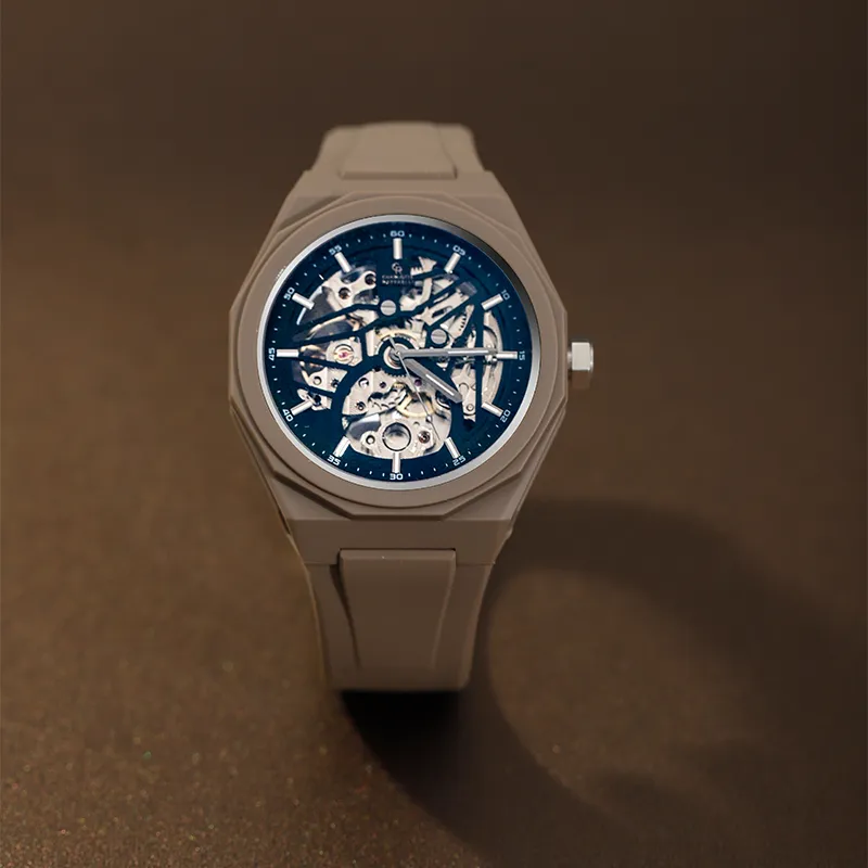 CHARLOTTE RAFFAELLI· Wrist Watch Mechanical Movement Silicone Strap Cut Out Dial Men's Watches Classic Box CRAS002-4