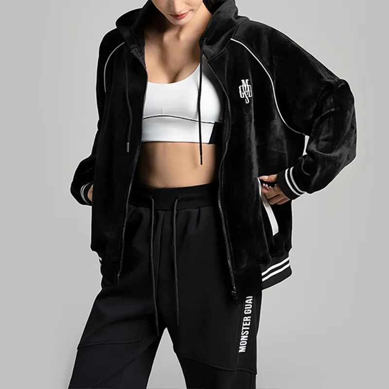 Monster Guardians Loose Fit Thickened Pilot Jacket Women's Black-3