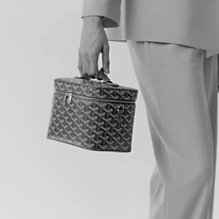 GOYARD Canvas With Leather Handbags Box Bag Makeup Bags Small Size Unisex Dark Blue-3