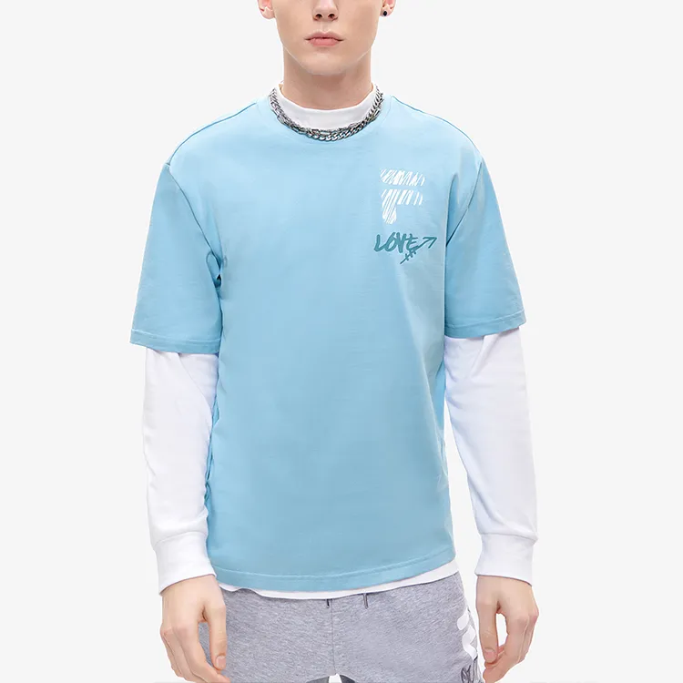 FILA FUSION Drop Shoulder Sleeve T-Shirt Unisex Blue Hyacinth-2