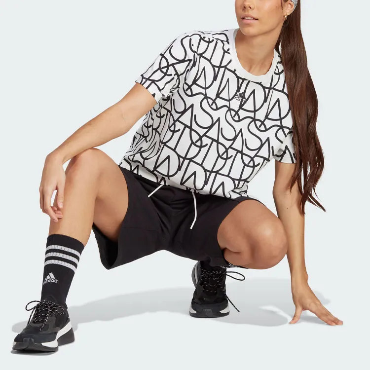 Adidas Drop Shoulder Sleeve T Shirt Women's Black-4