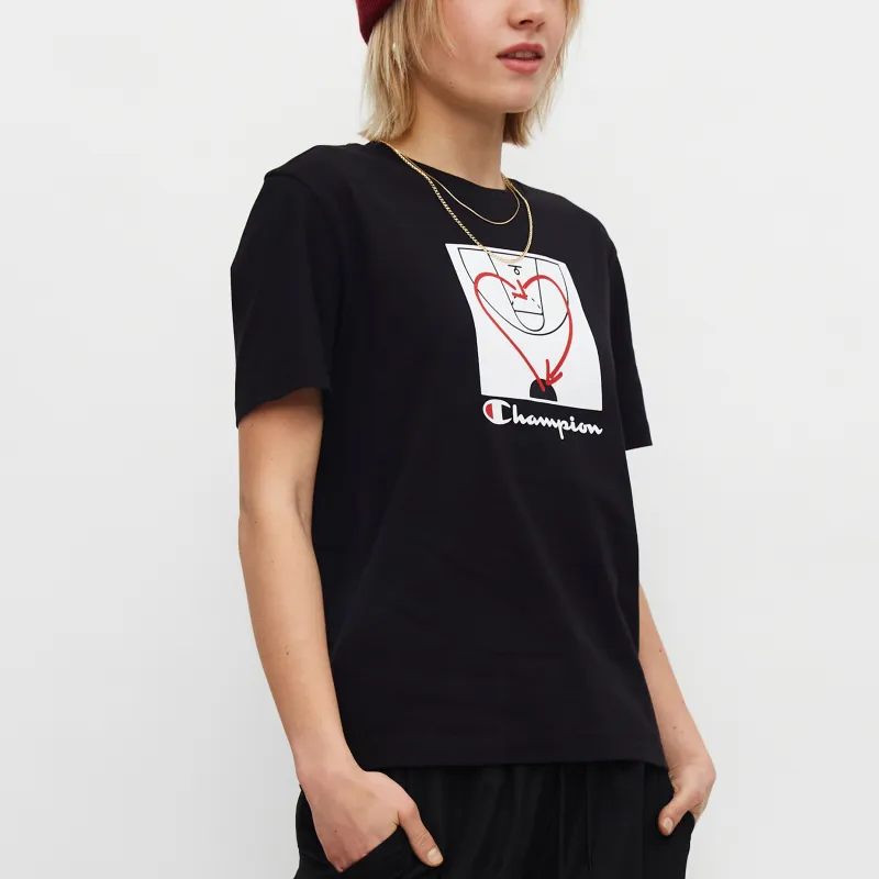 Champion Drop Shoulder Sleeve T Shirt Women's Black-4