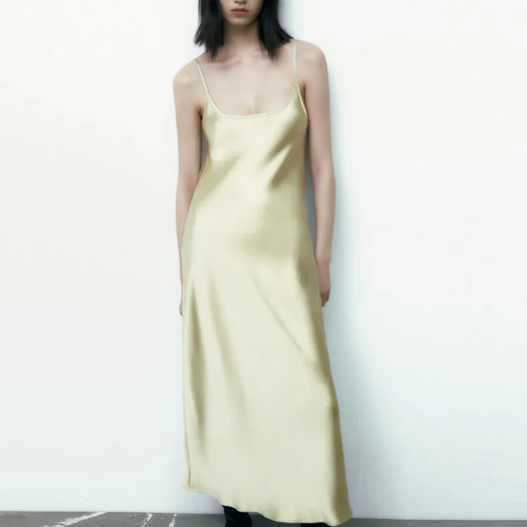 ZARA Slip Dresses Women's Light Green-3