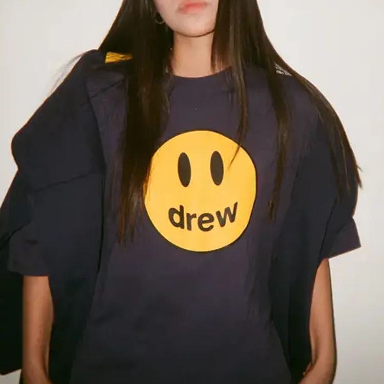 Drew House Smiley Collection T Shirts Unisex Marine Blue-2