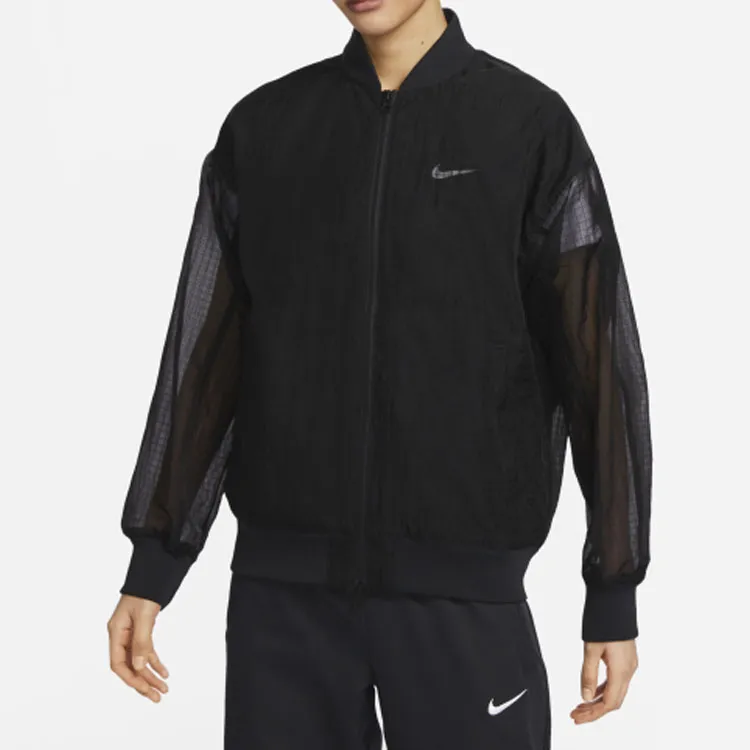 Nike Women'ss Stand Collar Windproof Jacket Black-1